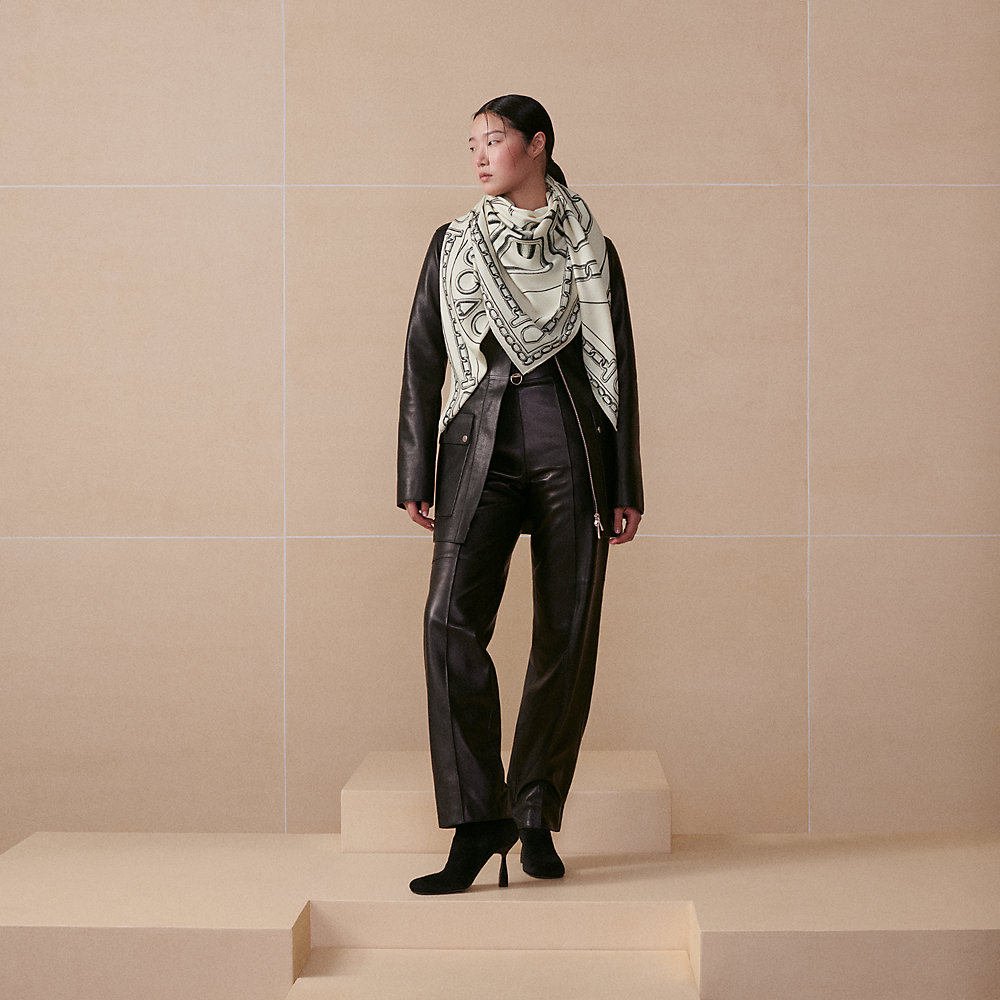 Effet Kaleidoscope shawl 140 - White | Hermès Netherlands